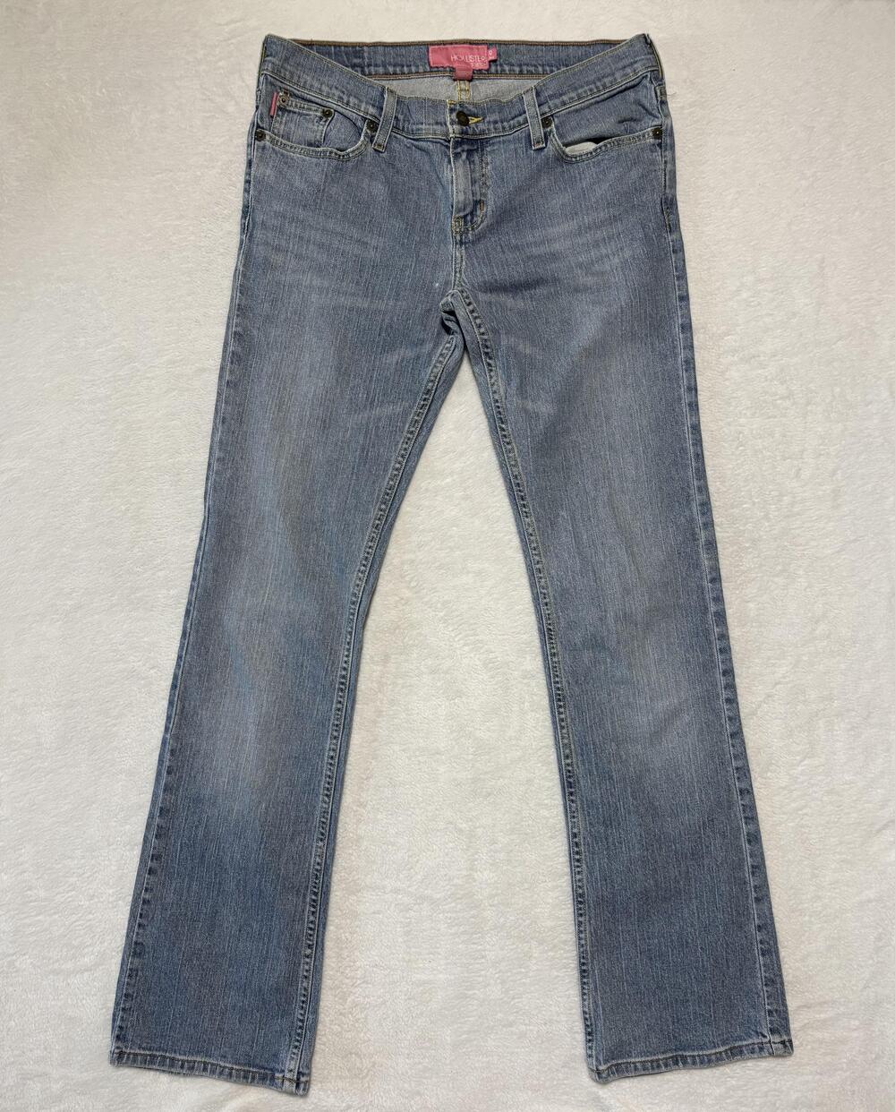 Hollister Jeans Womens 9 Long Blue Stretch Straight Leg Denim Mid Rise Y2K